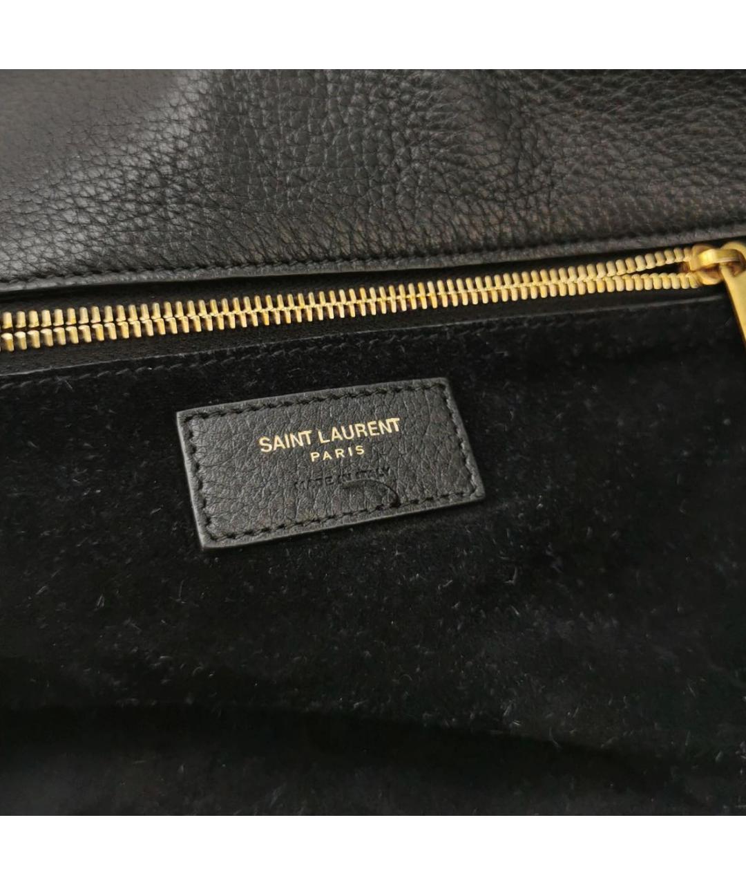 SAINT LAURENT Черная кожаная сумка тоут, фото 7