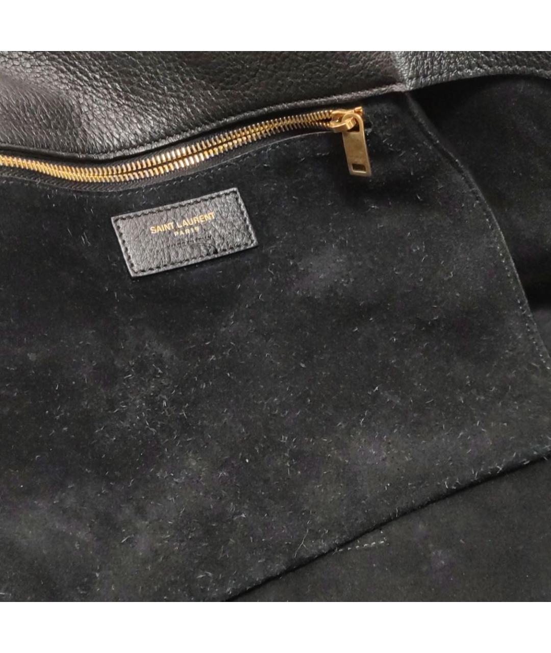SAINT LAURENT Черная кожаная сумка тоут, фото 8
