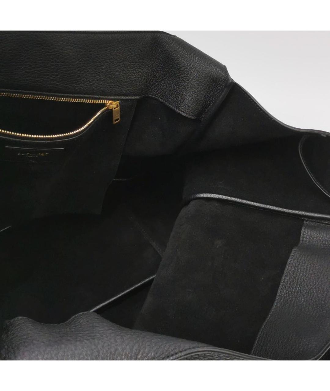 SAINT LAURENT Черная кожаная сумка тоут, фото 6