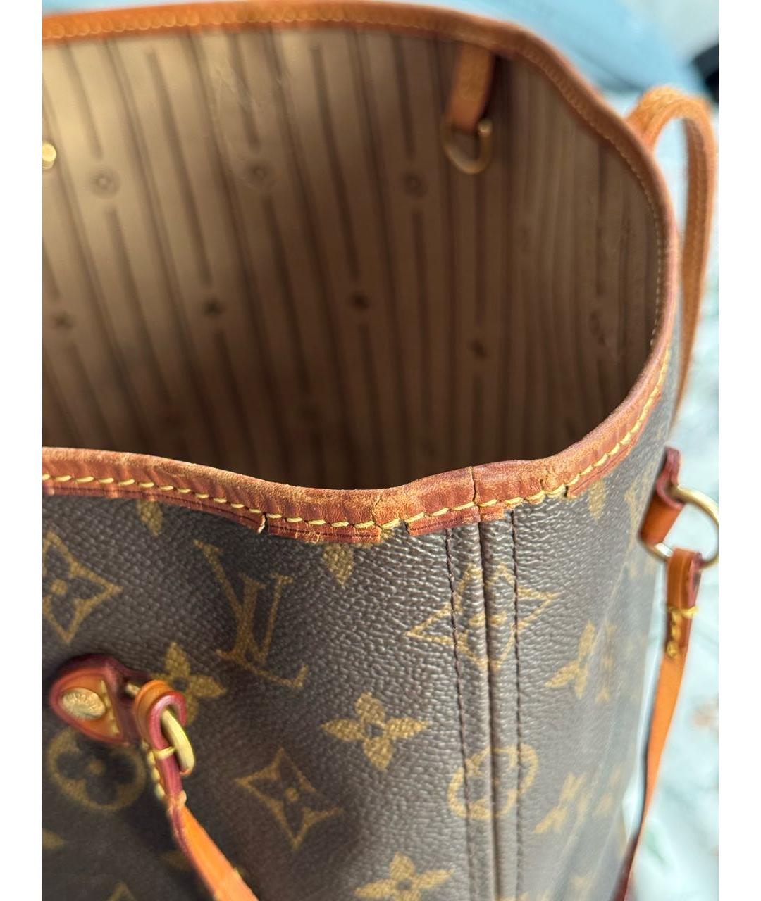 LOUIS VUITTON Коричневая кожаная сумка тоут, фото 6