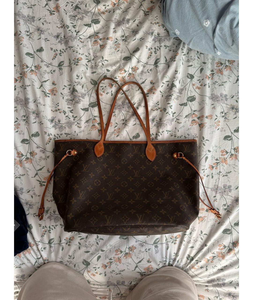 LOUIS VUITTON Коричневая кожаная сумка тоут, фото 7