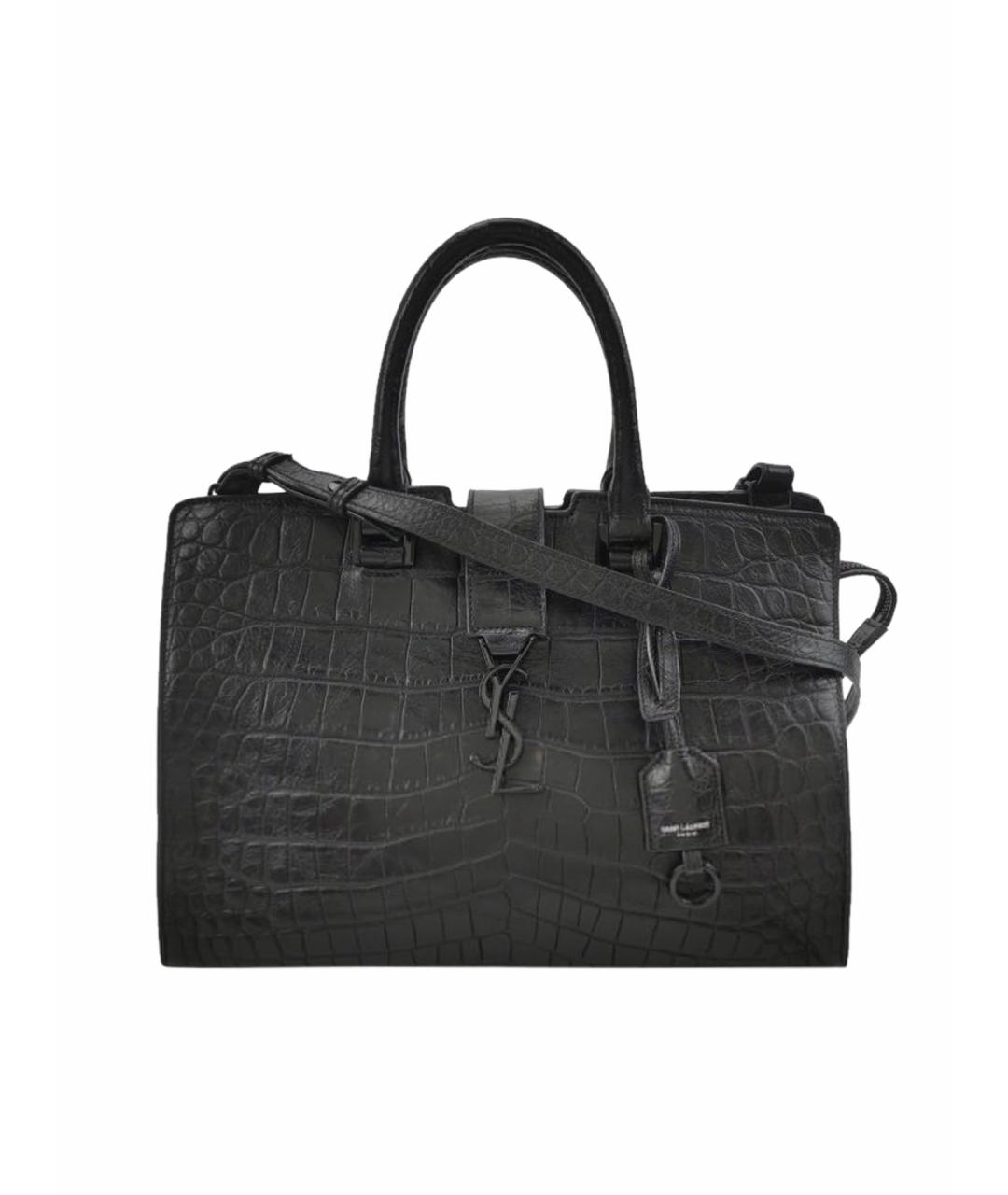 SAINT LAURENT Черная кожаная сумка тоут, фото 1