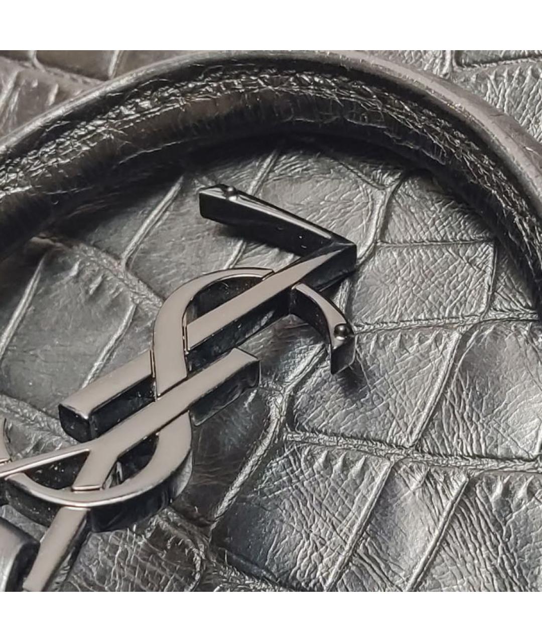 SAINT LAURENT Черная кожаная сумка тоут, фото 8