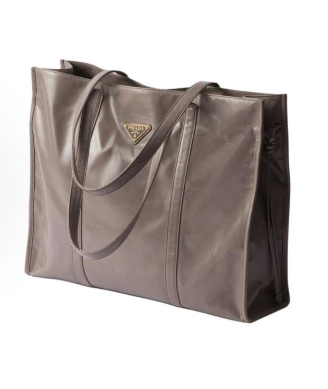 PRADA Серая кожаная сумка тоут, фото 2