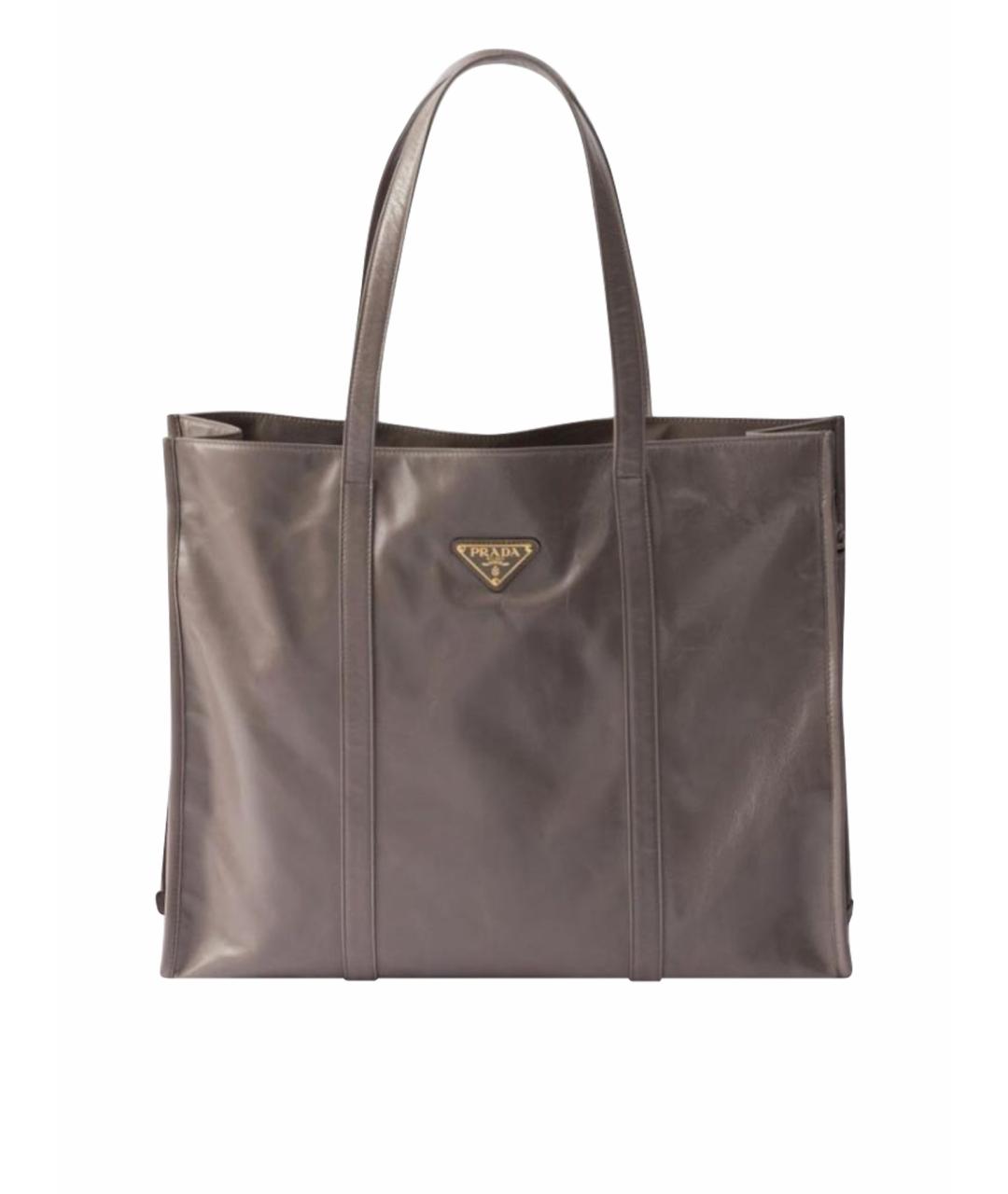 PRADA Серая кожаная сумка тоут, фото 1