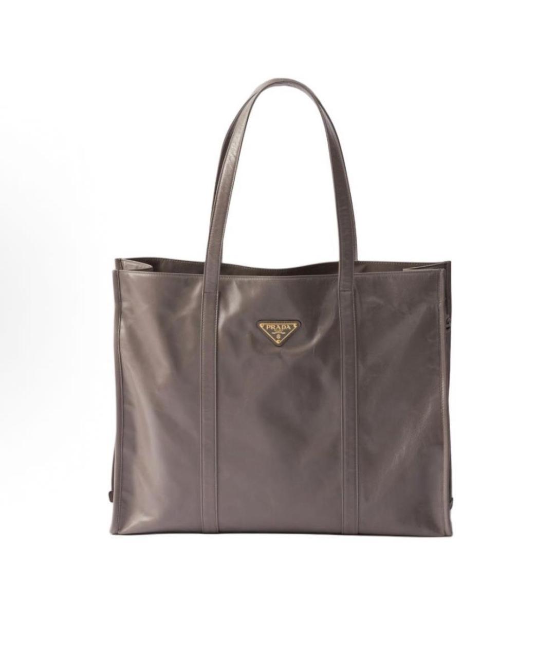 PRADA Серая кожаная сумка тоут, фото 6