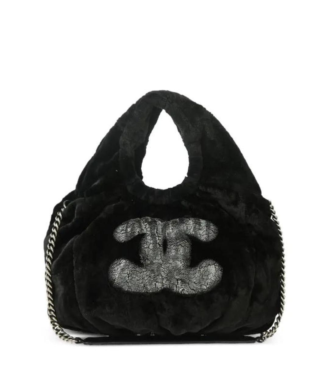 CHANEL Черная меховая сумка с короткими ручками, фото 7