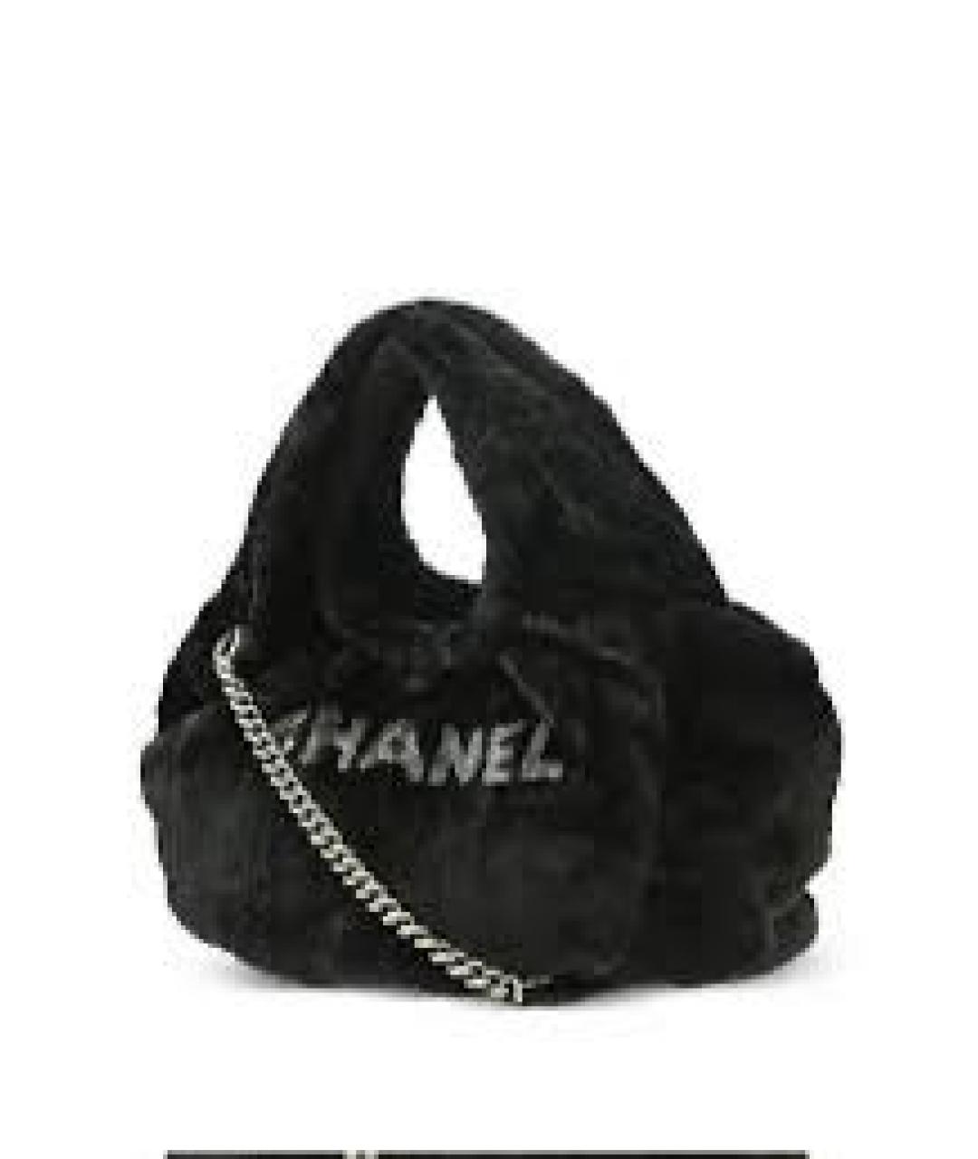 CHANEL Черная меховая сумка с короткими ручками, фото 2