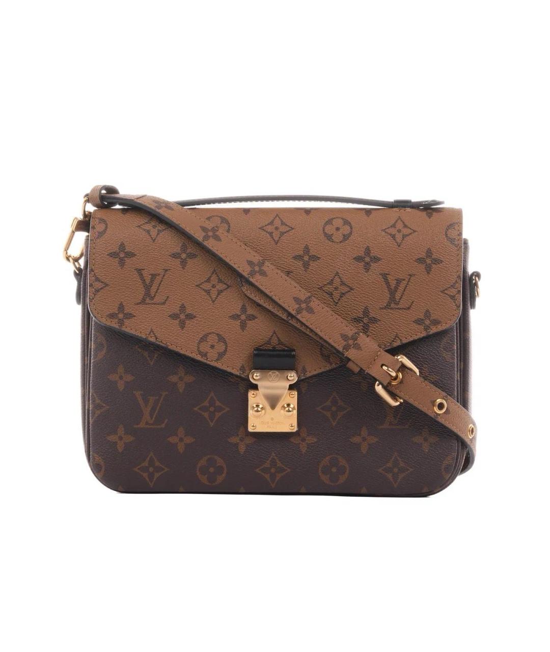 LOUIS VUITTON Коричневая кожаная сумка через плечо, фото 9