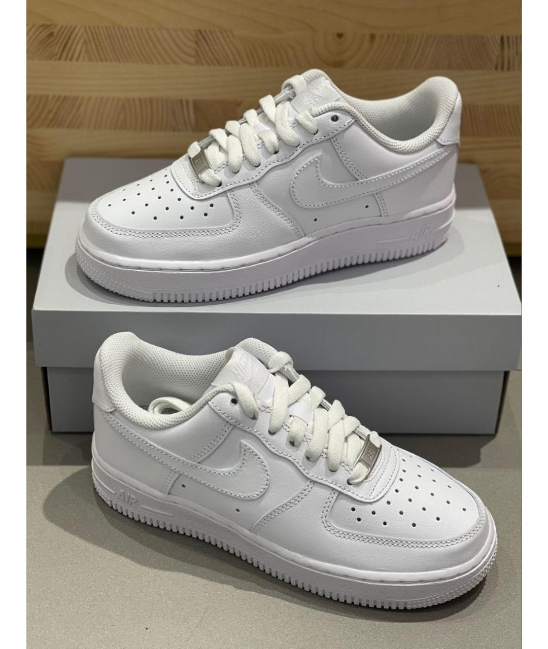 NIKE Белые низкие кроссовки / кеды из искусственной кожи, фото 3