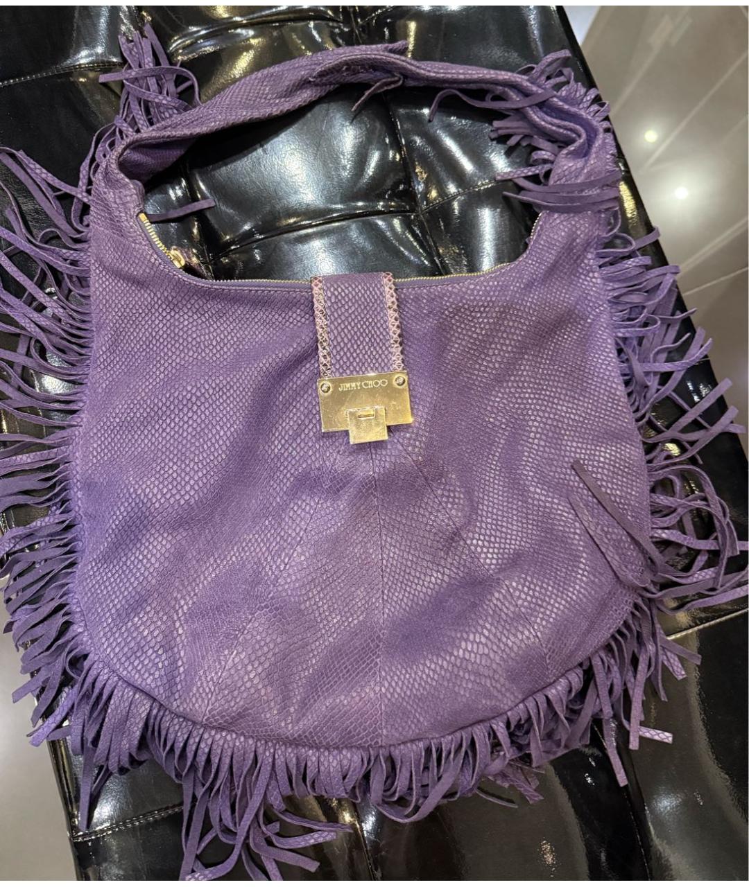 JIMMY CHOO Фиолетовая замшевая сумка с короткими ручками, фото 7