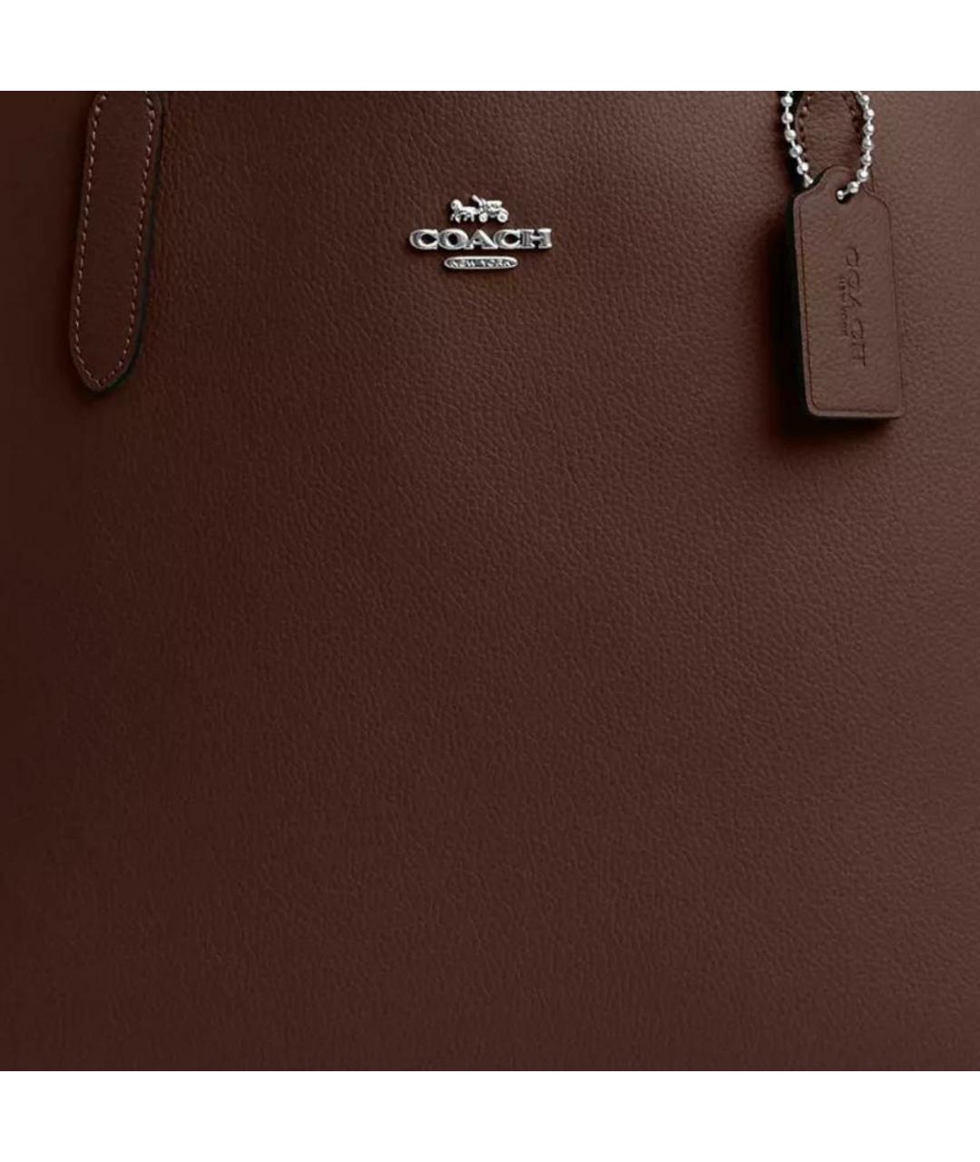 COACH Коричневая кожаная сумка тоут, фото 4