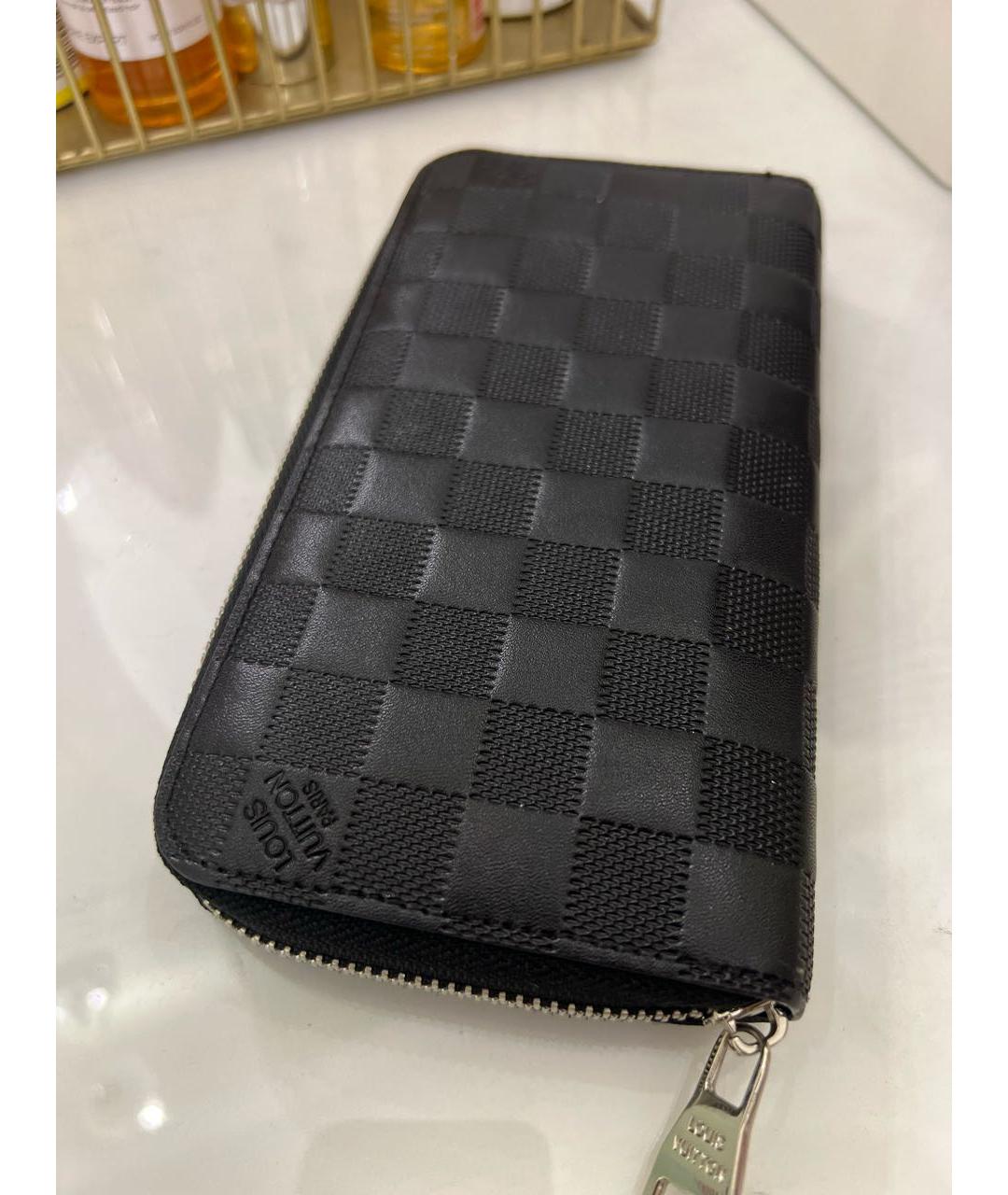 LOUIS VUITTON Черный кожаный кошелек, фото 2