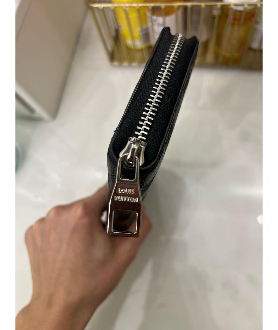 LOUIS VUITTON Черный кожаный кошелек, фото 3