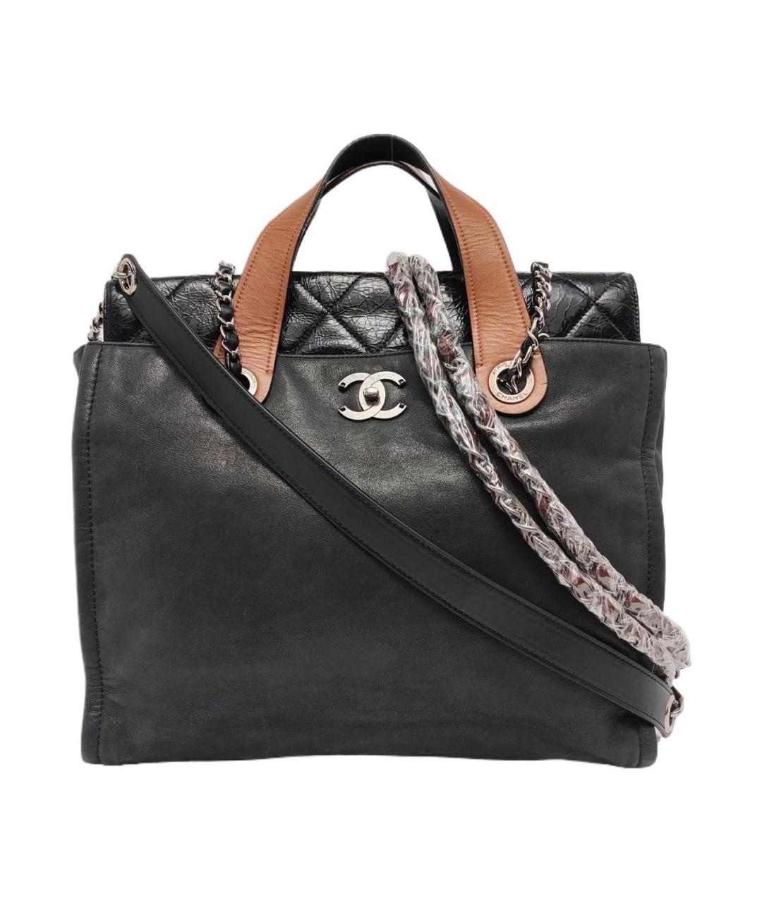 CHANEL Черная кожаная сумка тоут, фото 9