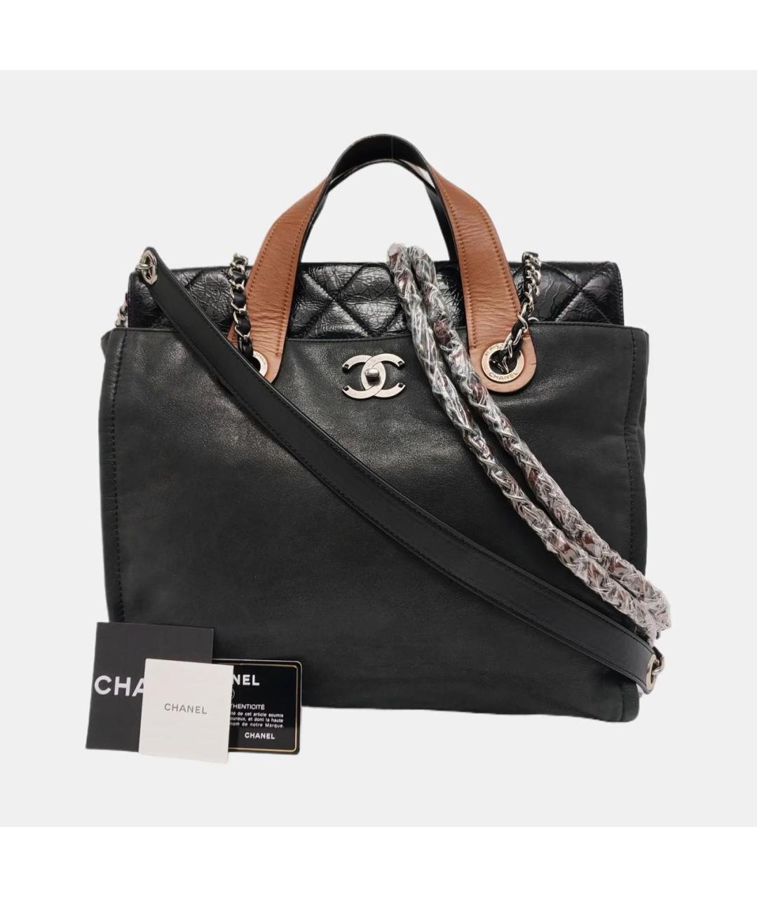 CHANEL Черная кожаная сумка тоут, фото 2