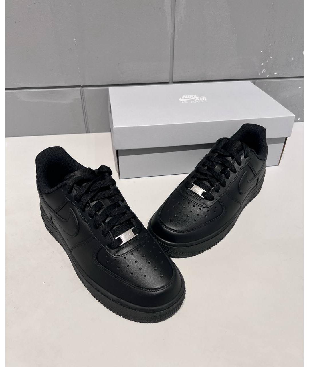 NIKE Черные низкие кроссовки / кеды из искусственной кожи, фото 2