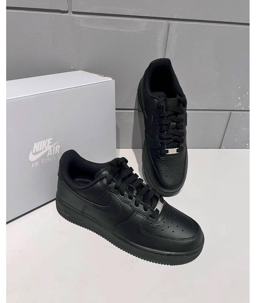 NIKE Черные низкие кроссовки / кеды из искусственной кожи, фото 3