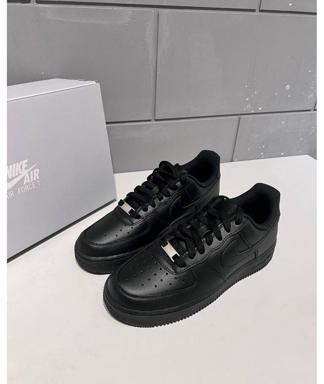 NIKE Черные низкие кроссовки / кеды из искусственной кожи, фото 5