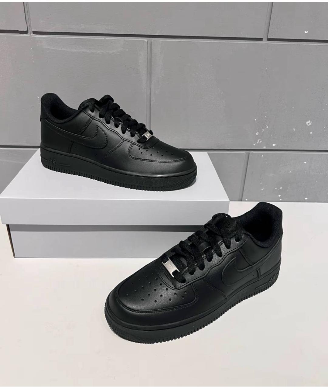 NIKE Черные низкие кроссовки / кеды из искусственной кожи, фото 4