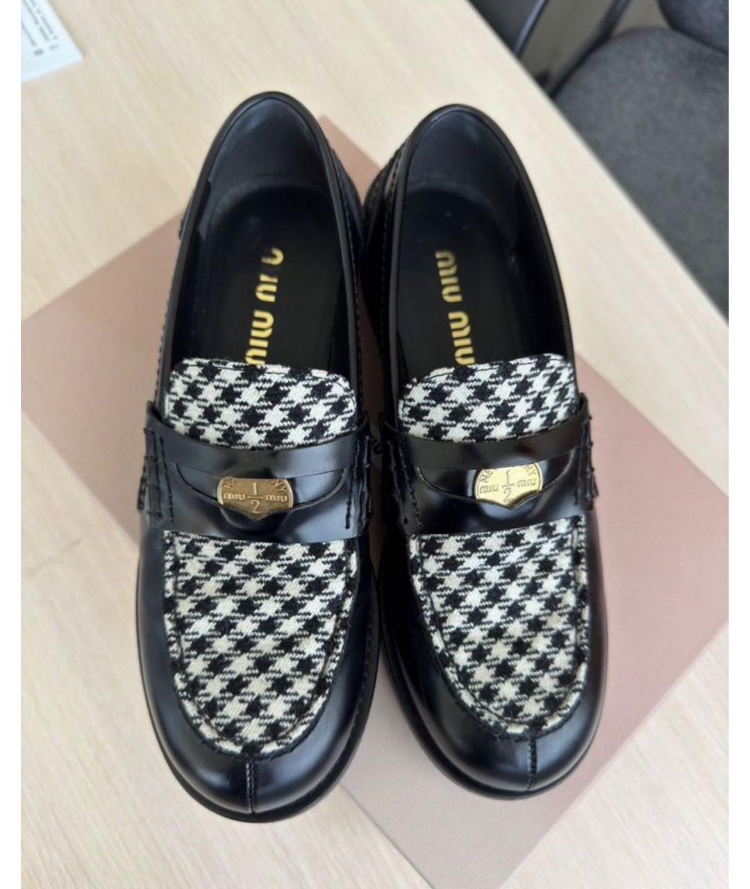 MIU MIU Черные кожаные лоферы, фото 2