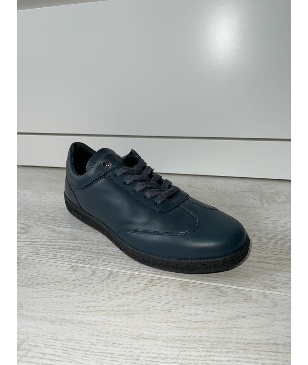 BRIONI Темно-синие кожаные низкие кроссовки / кеды, фото 8
