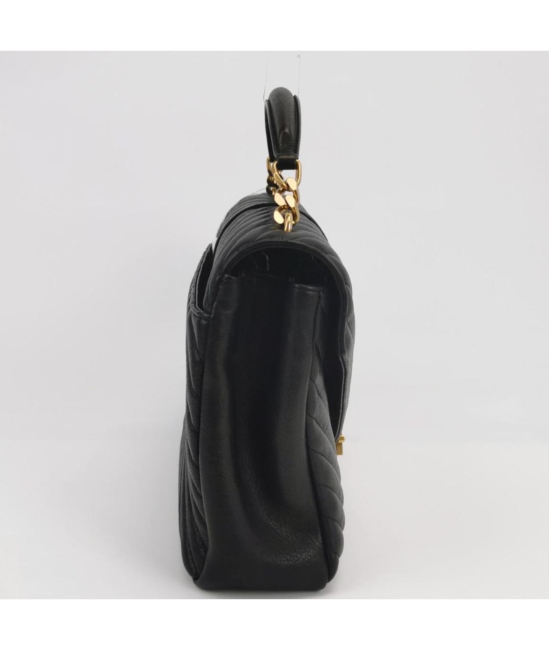 SAINT LAURENT Черная кожаная сумка с короткими ручками, фото 3