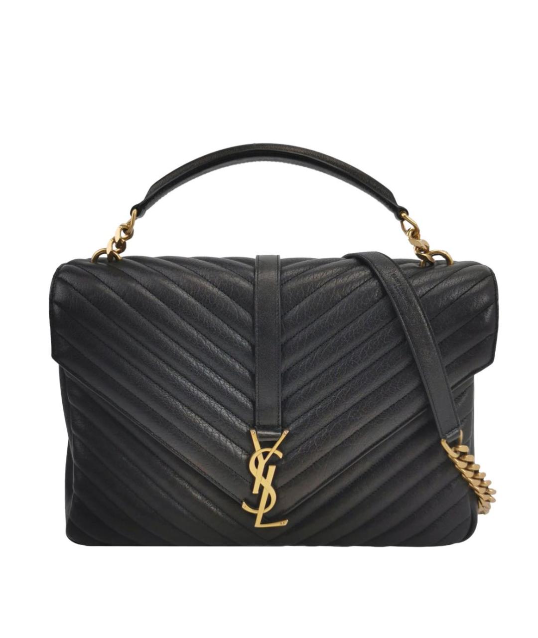 SAINT LAURENT Черная кожаная сумка с короткими ручками, фото 1