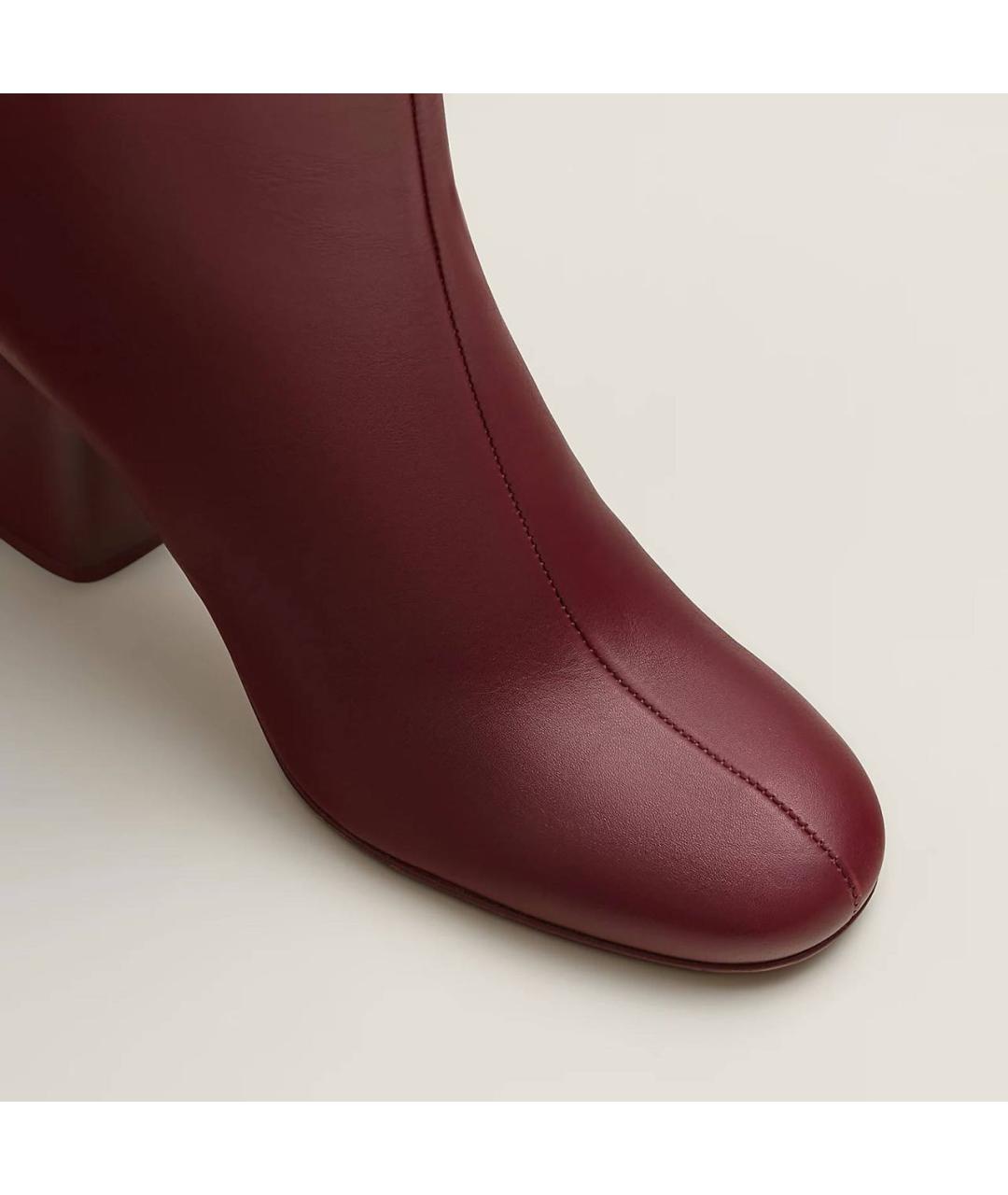 HERMES Бордовые кожаные ботильоны, фото 5