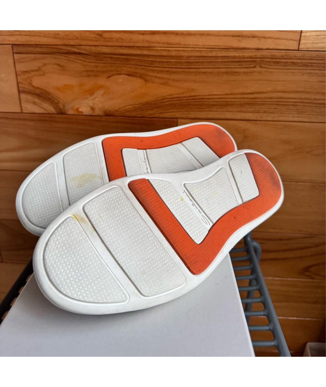 SANTONI Коричневые кожаные низкие кроссовки / кеды, фото 5