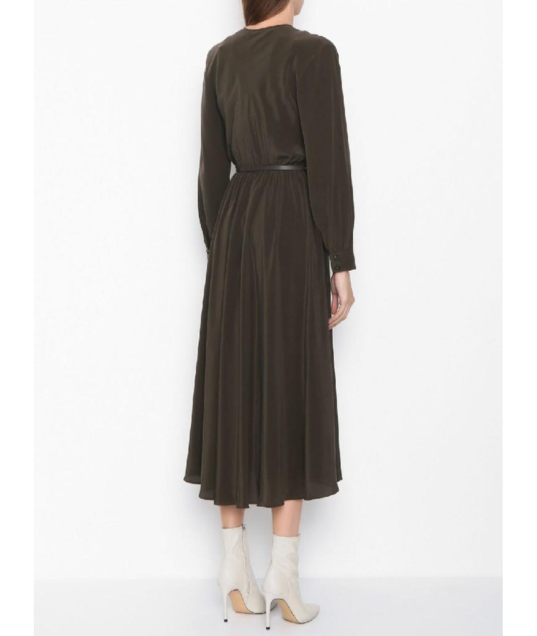 MAX MARA STUDIO Хаки шелковое платье, фото 6