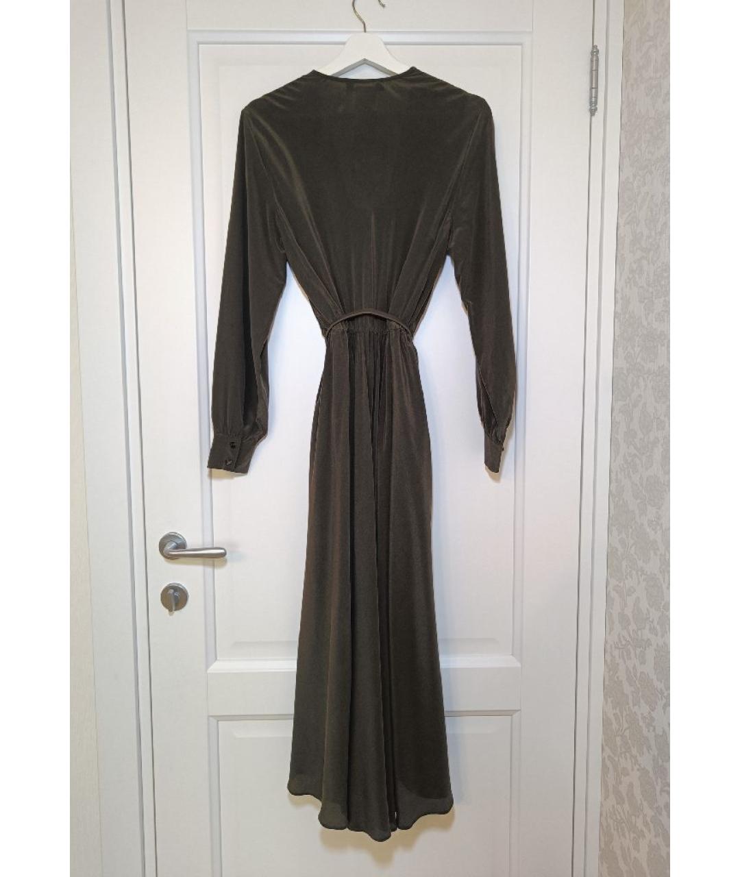 MAX MARA STUDIO Хаки шелковое платье, фото 2