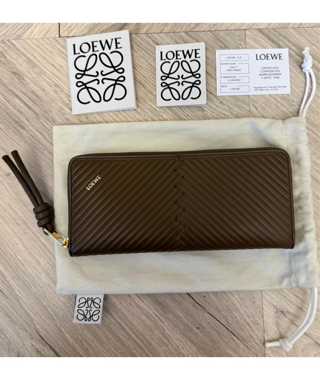 LOEWE Коричневый кожаный кошелек, фото 2
