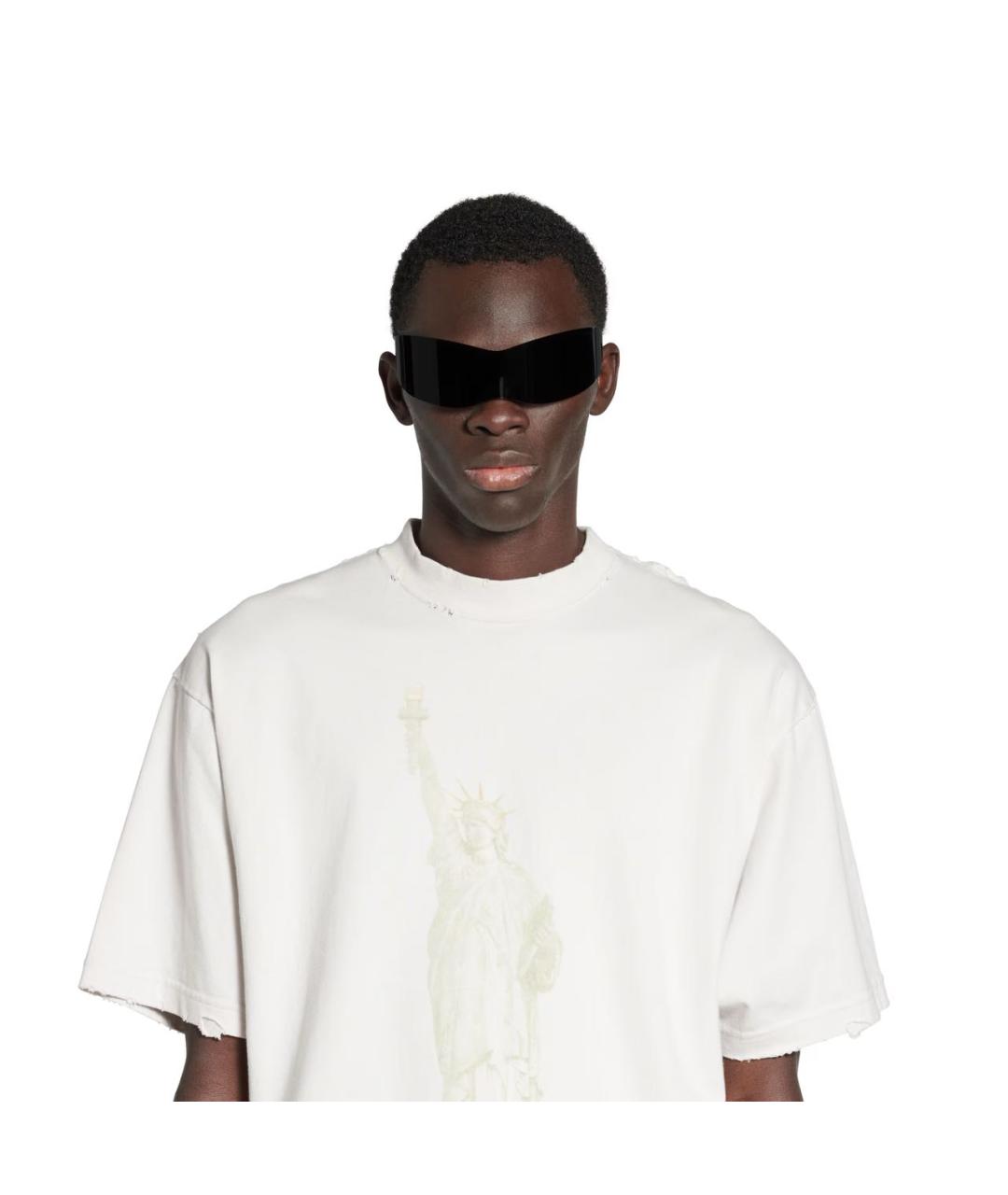 BALENCIAGA Белая хлопковая футболка, фото 3