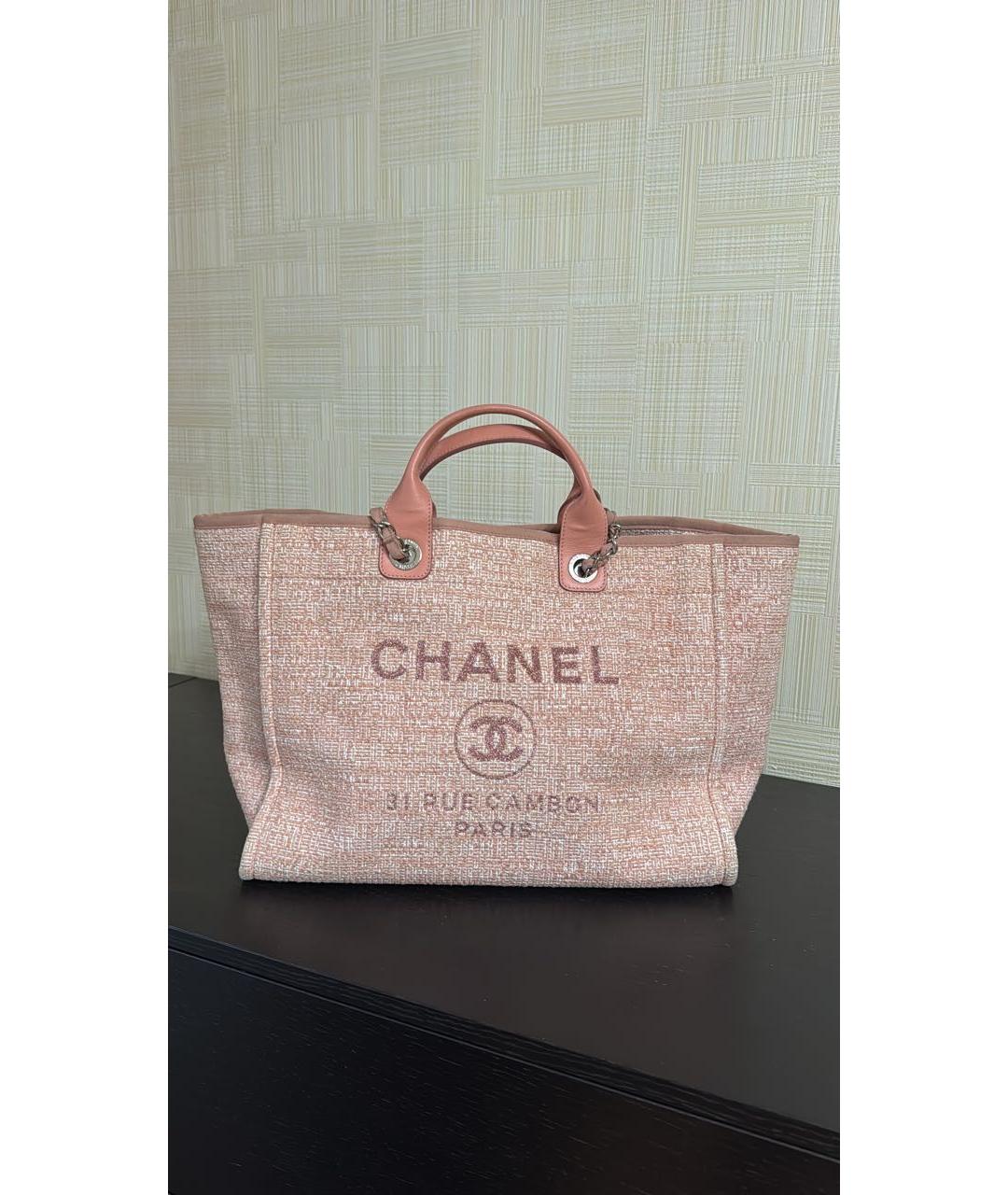 CHANEL Розовая тканевая сумка тоут, фото 9