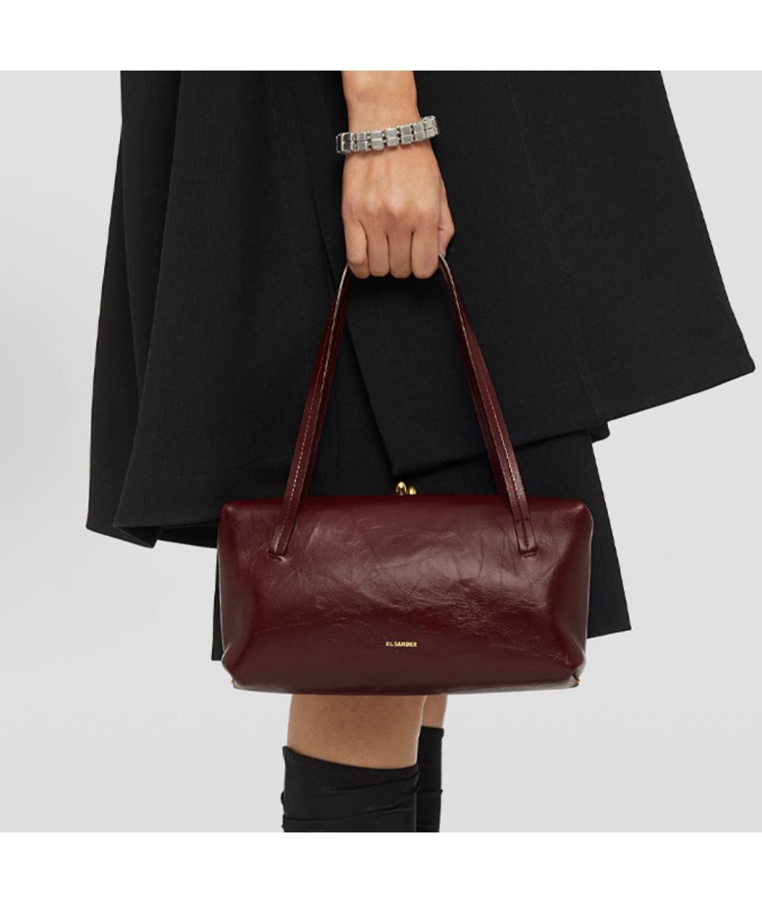JIL SANDER Бордовая кожаная сумка через плечо, фото 5
