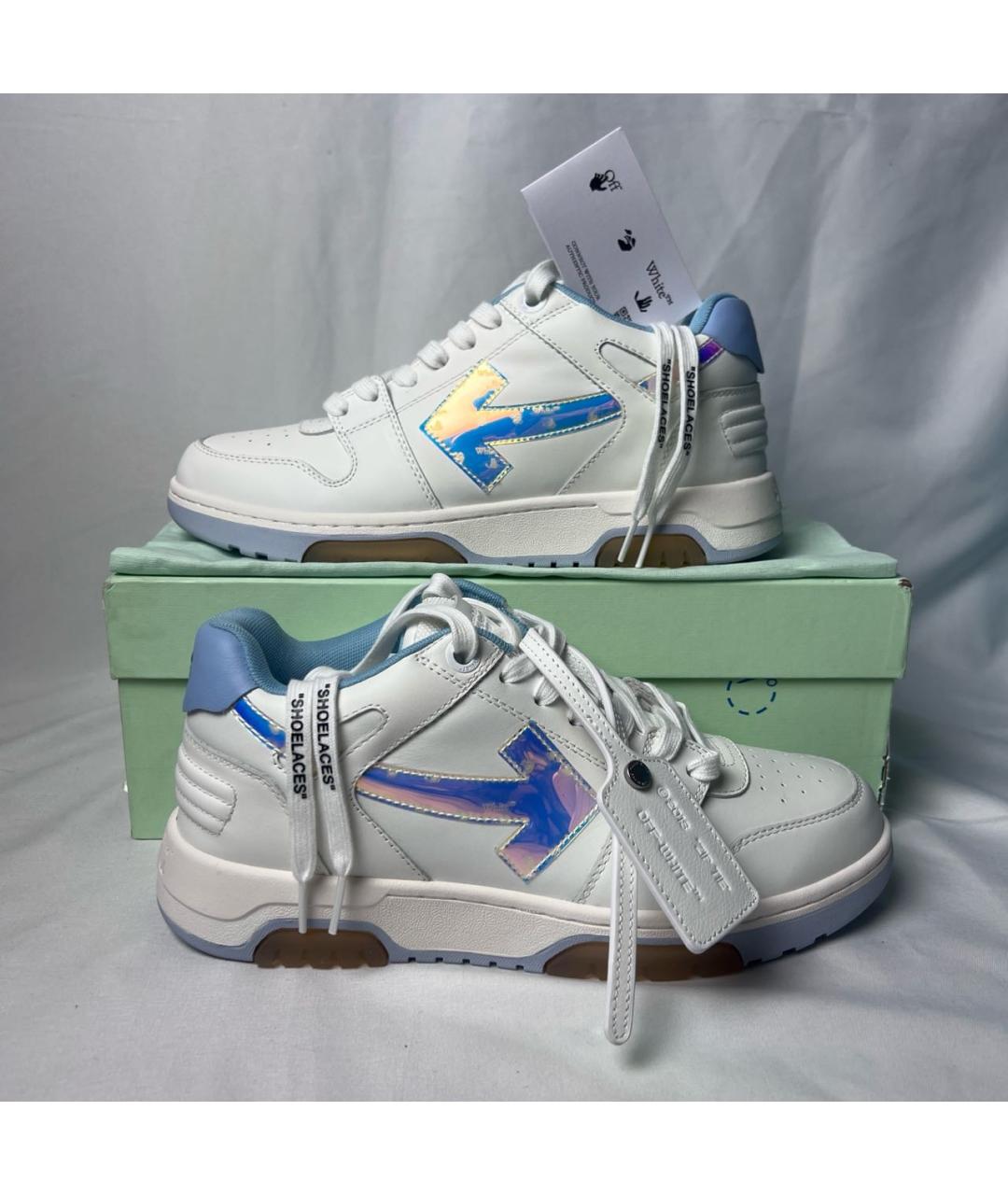 OFF-WHITE Белые кожаные низкие кроссовки / кеды, фото 7