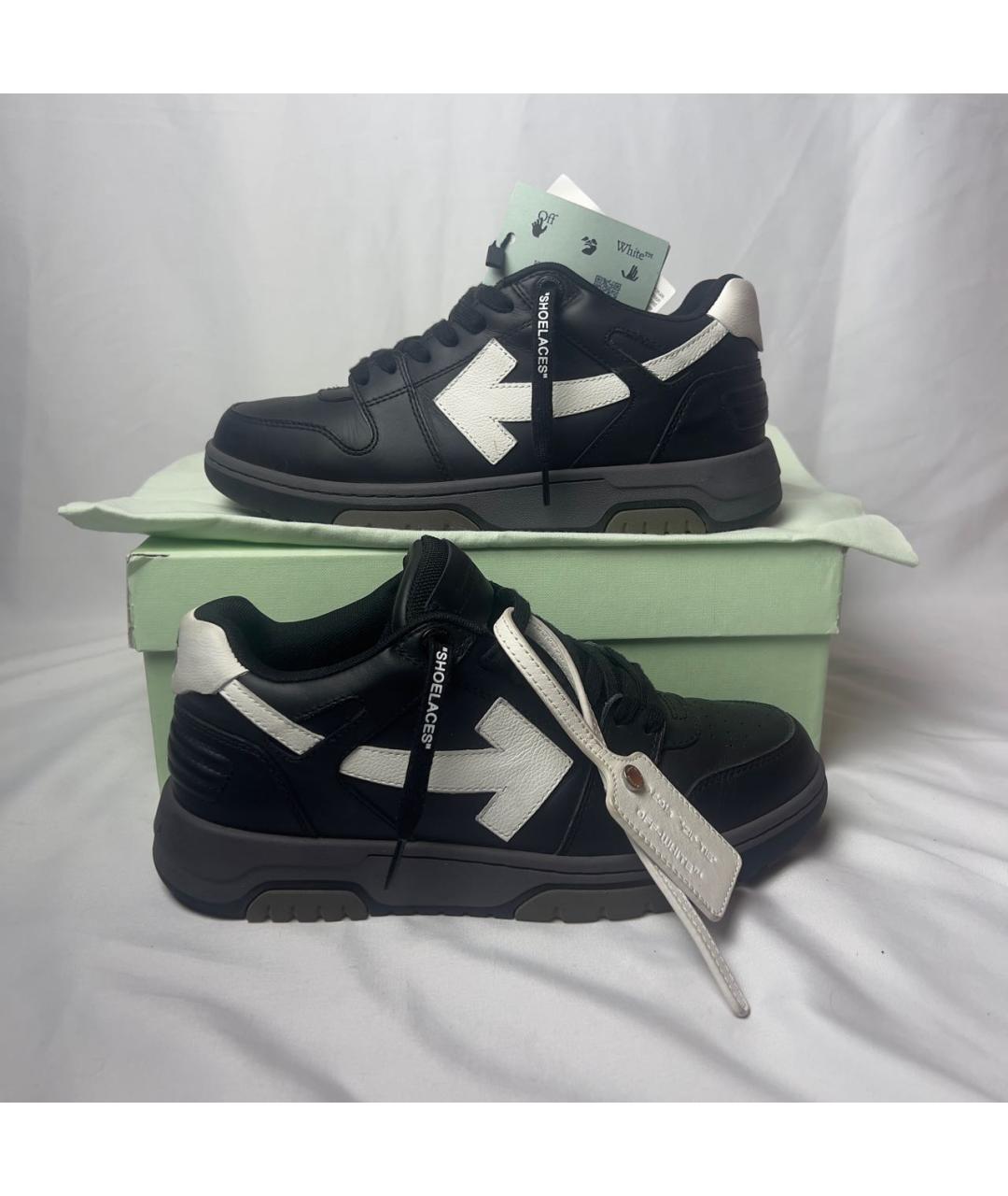 OFF-WHITE Черные кожаные низкие кроссовки / кеды, фото 6
