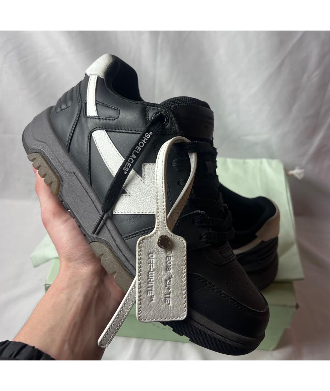 OFF-WHITE Черные кожаные низкие кроссовки / кеды, фото 2