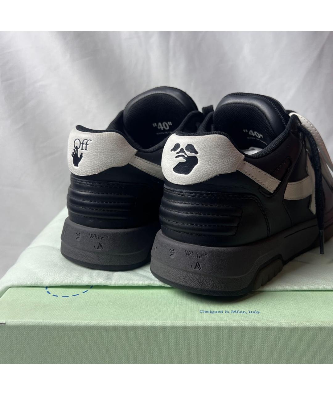 OFF-WHITE Черные кожаные низкие кроссовки / кеды, фото 4