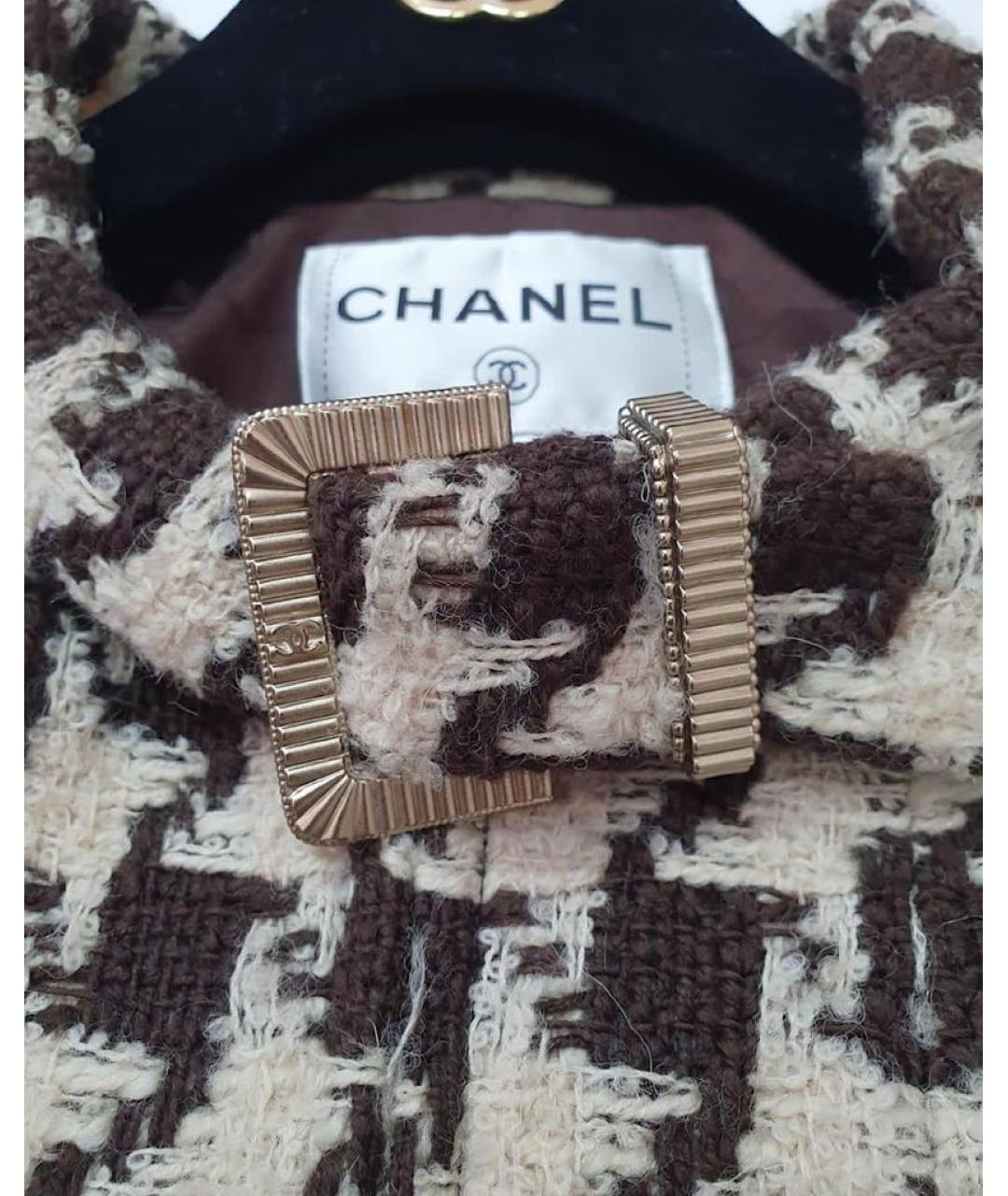 CHANEL Коричневый шерстяной жакет/пиджак, фото 6
