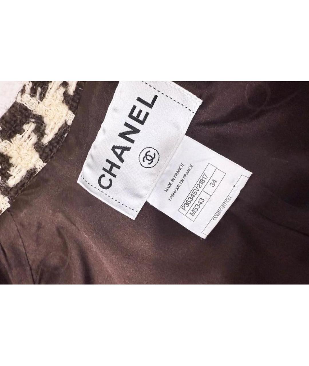CHANEL Коричневый шерстяной жакет/пиджак, фото 3