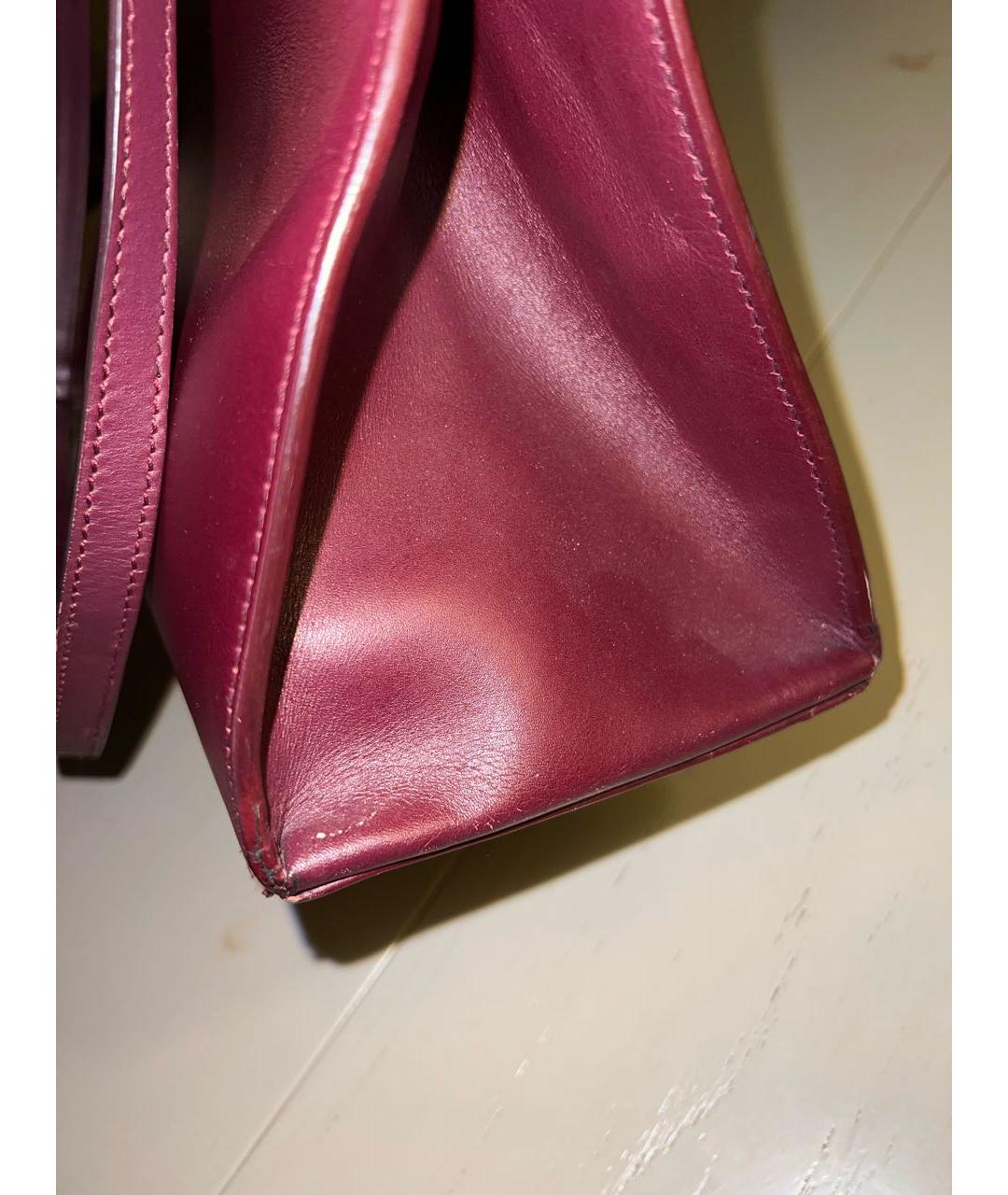 BALENCIAGA Бордовая кожаная сумка с короткими ручками, фото 4