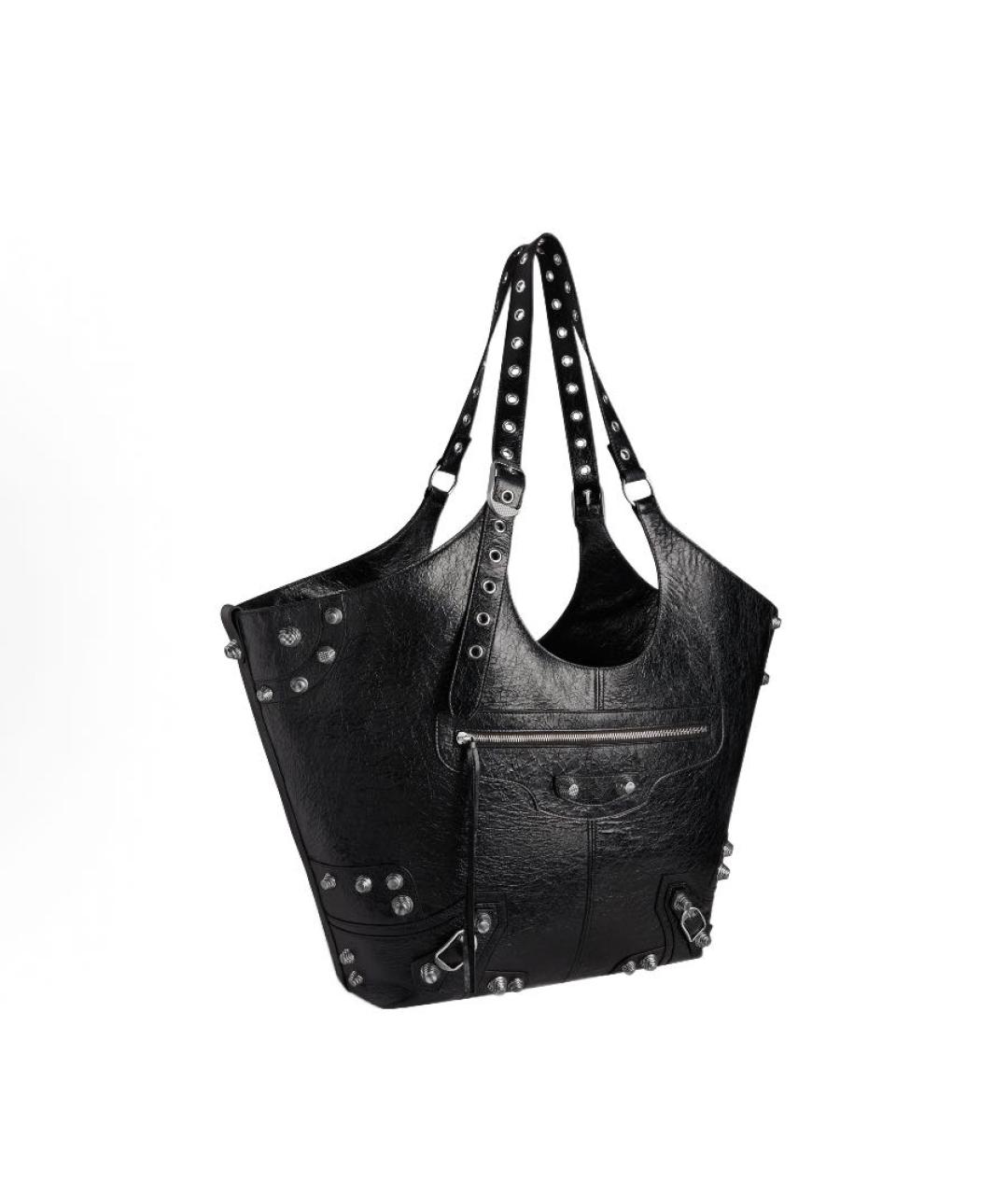 BALENCIAGA Черная кожаная сумка тоут, фото 2