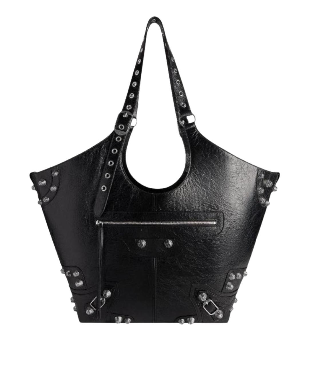 BALENCIAGA Черная кожаная сумка тоут, фото 1