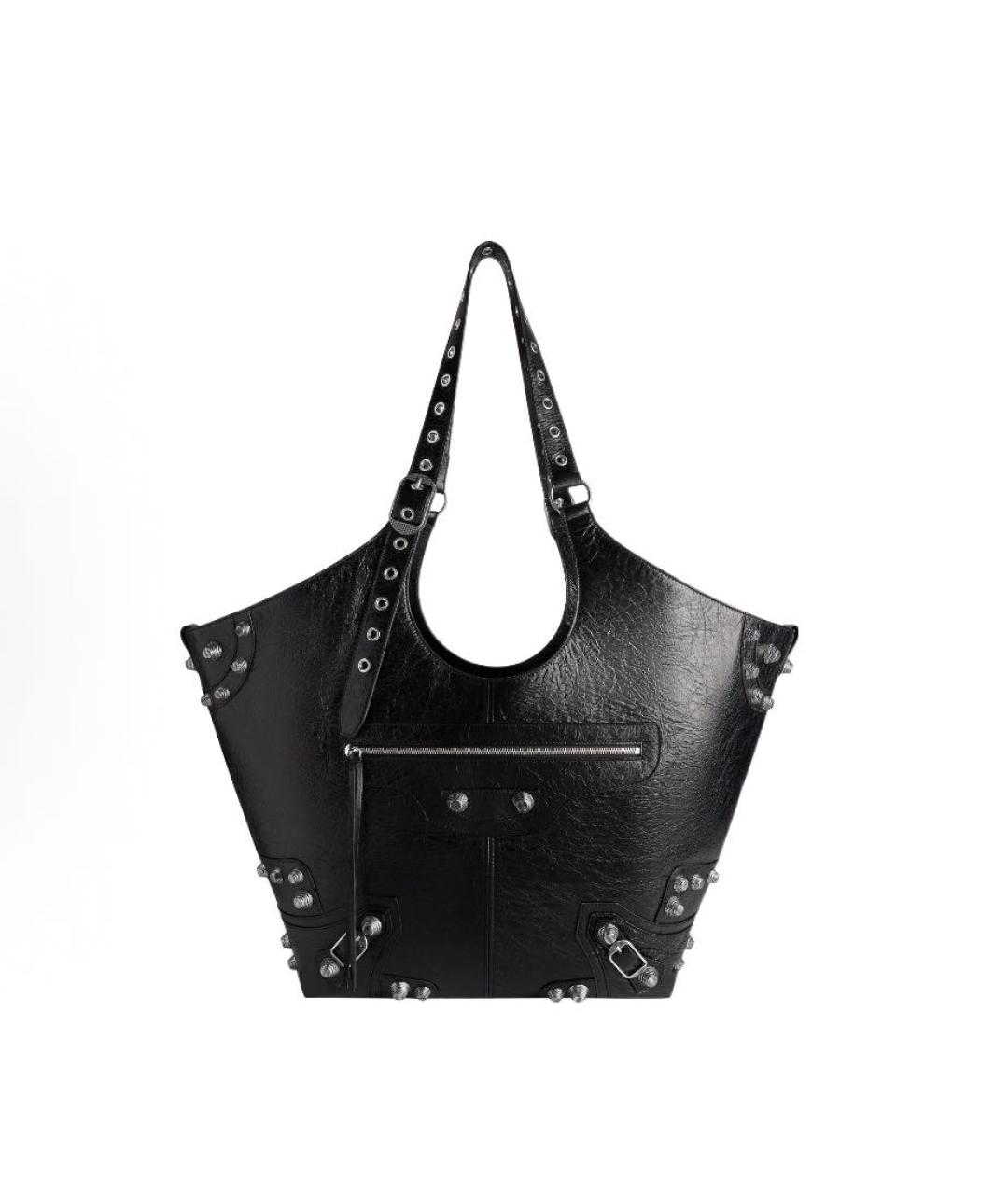 BALENCIAGA Черная кожаная сумка тоут, фото 5