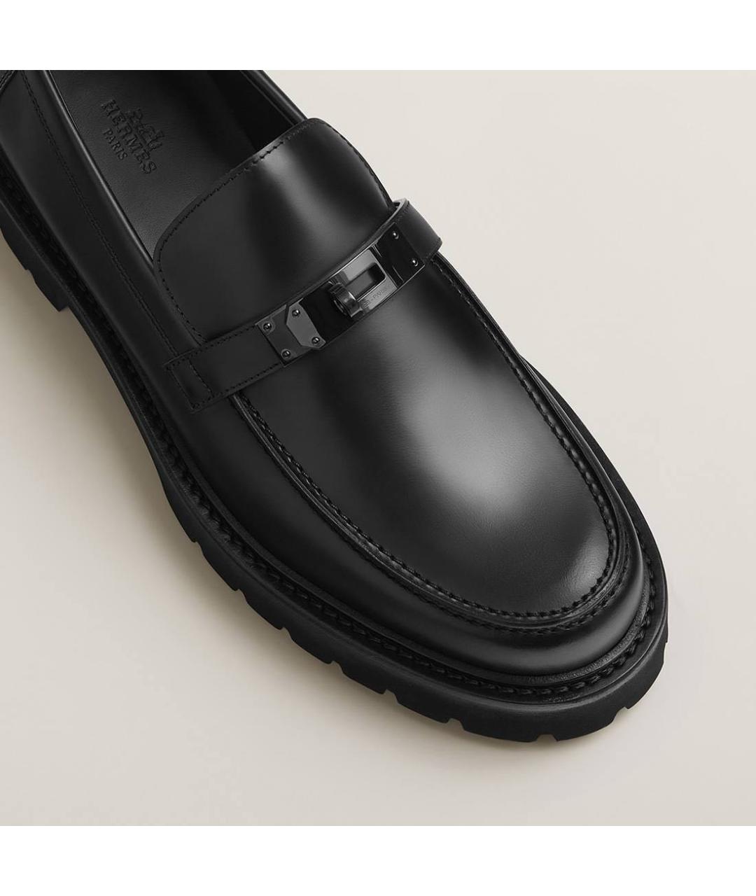 HERMES Черные кожаные лоферы, фото 6