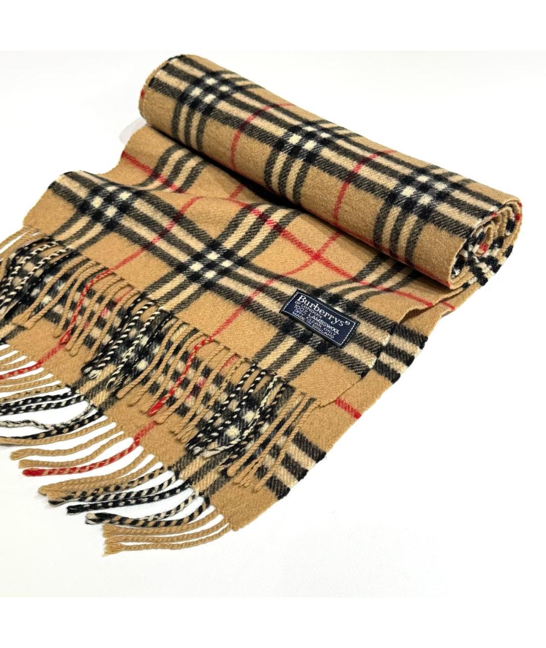 BURBERRY Бежевый шерстяной шарф, фото 5