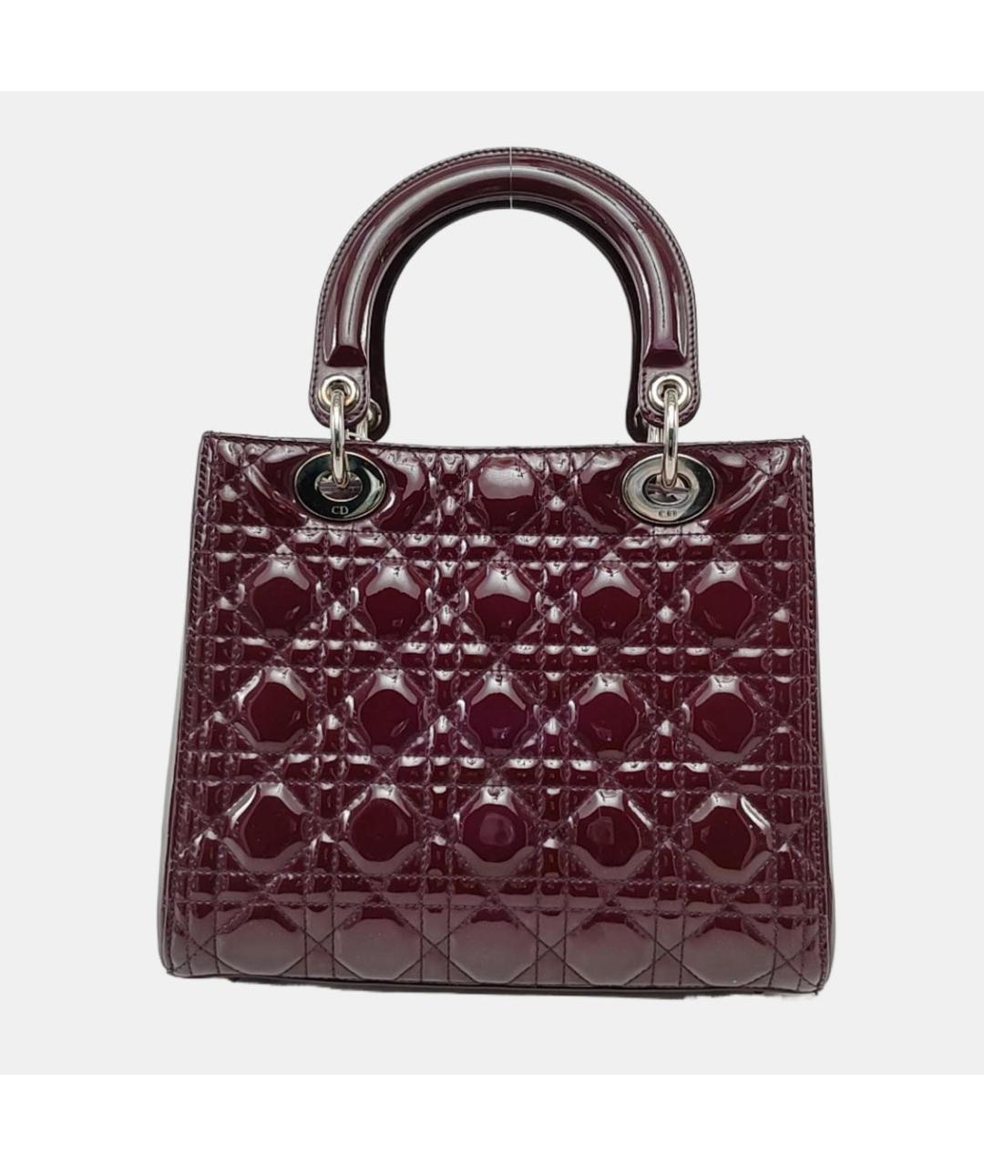 CHRISTIAN DIOR Бордовая кожаная сумка с короткими ручками, фото 4