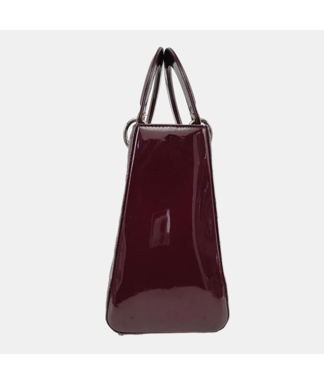 CHRISTIAN DIOR Бордовая кожаная сумка с короткими ручками, фото 3